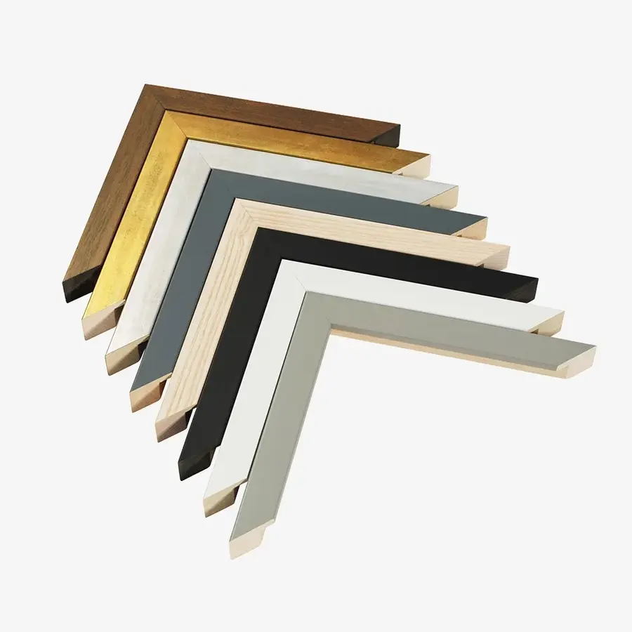 The eight Classic frame finishes, shown as mitred corners