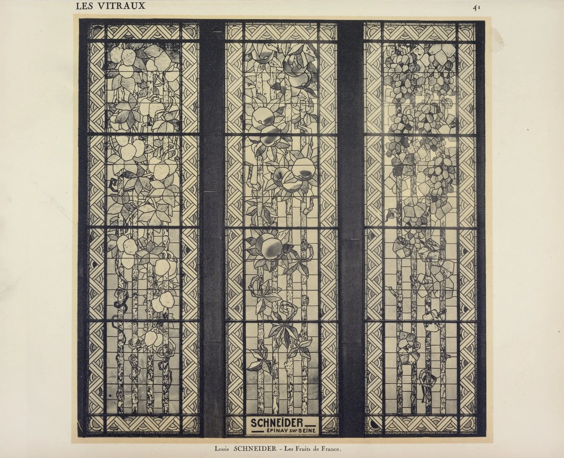 1 2 Et 3 Les Fruits De France Replique Des Vitraux De Tours Au Pavillon Du Vitrail Wall Art by Jacques Gruber - High-Resolution Digital Print