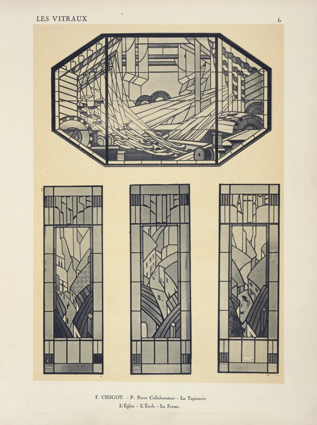 1 La Tapisserie Au Pavillon De Limoges 2 Leglise 3 Lecole Wall Art by Jacques Gruber - High-Resolution Digital Print