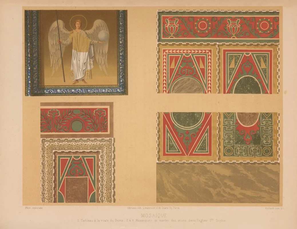 1 Tableau A La Voute Du Bema 2 A 4 Mosaiques De Marbre Des Murs Dans Leglise Ste Sophie Wall Art by Joseph Rose Lemercier - High-Resolution Digital Print
