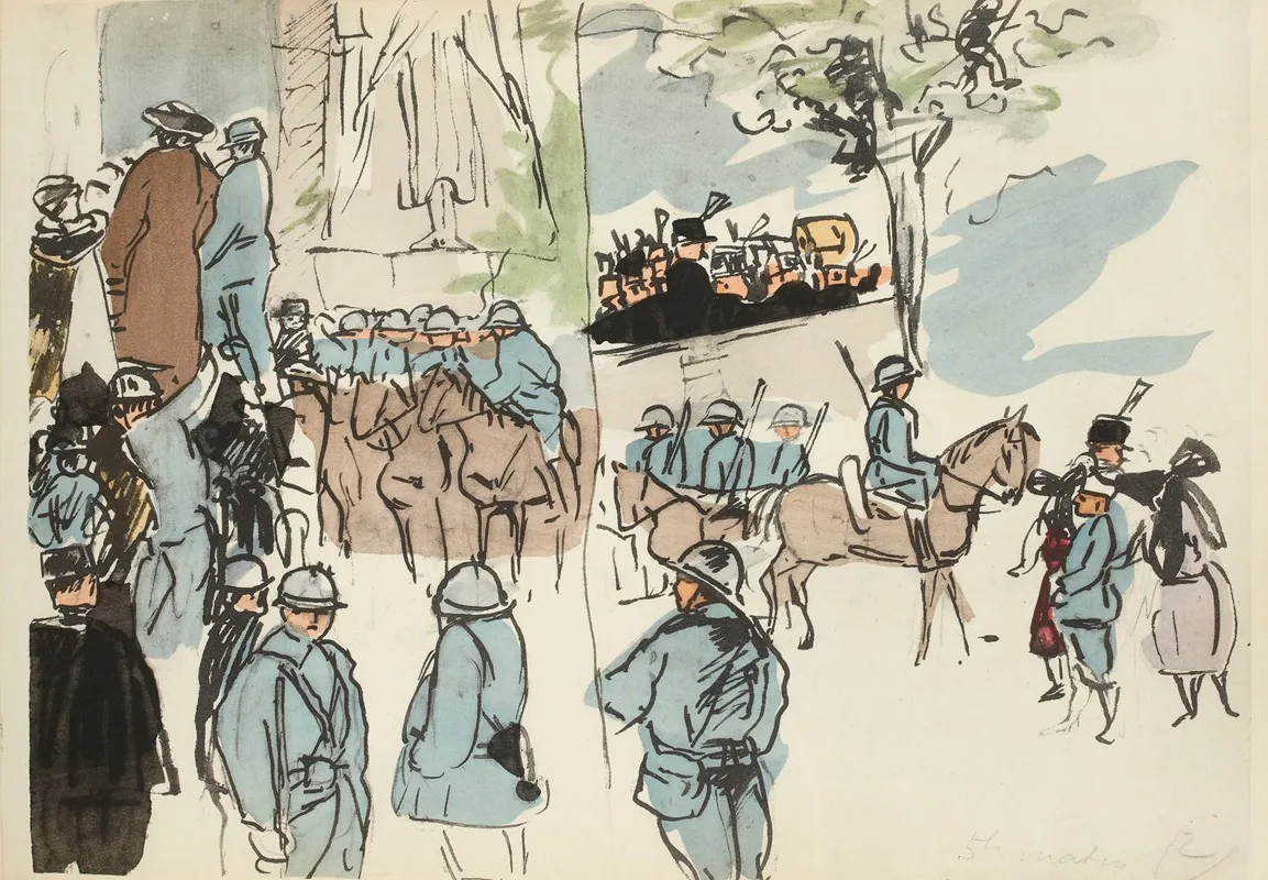 14 Juillet 1919 Place De Letoile Au Coin Des Champs Elysees Cinq Heure Du Matin Wall Art by Paul Goute - High-Resolution Digital Print