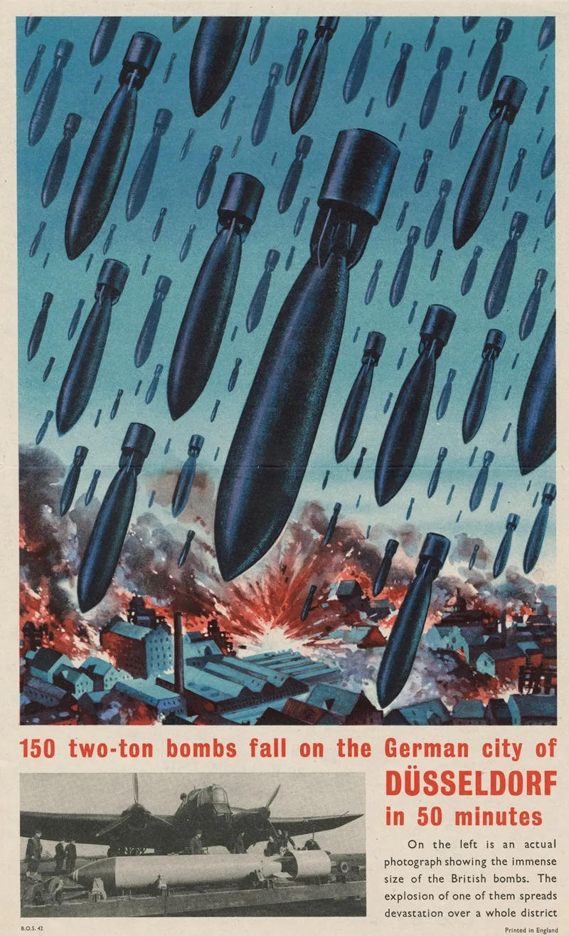 150 Two Ton Bombs Fall On The German City Of Dusseldorf In 50 Minutes Wall Art by Anonymous - High-Resolution Digital Print