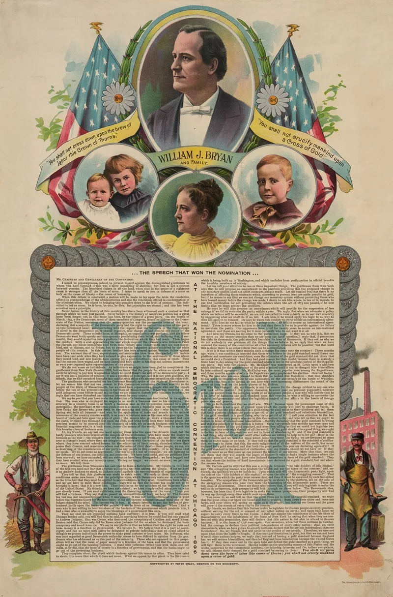 16 To 1 The Speech That Won The Nomination At The National Democtratic Convention At Chicago 1896 Wall Art by Henderson Lithographing Co. - High-Resolution Digital Print