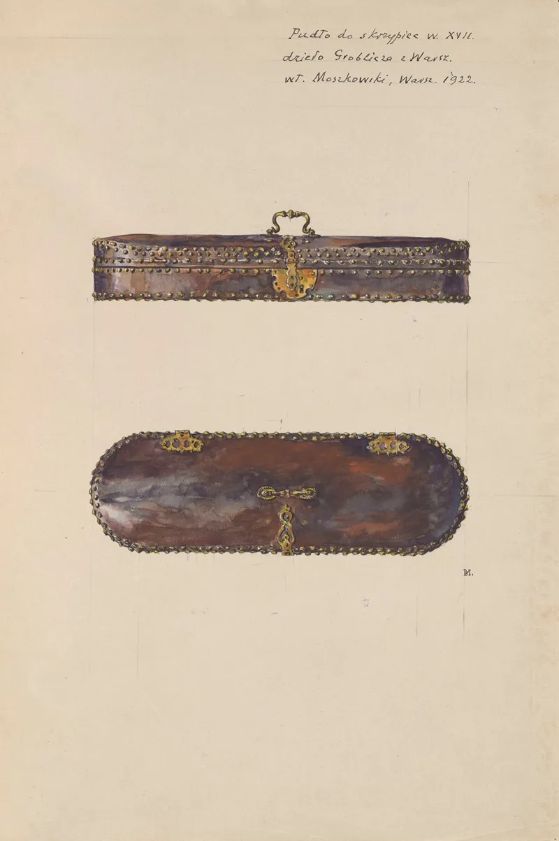 17th Century Groblicz Violin Box From The Collection Of Mr Moszkowski Of Warsaw In 1922 General Side And Top Views