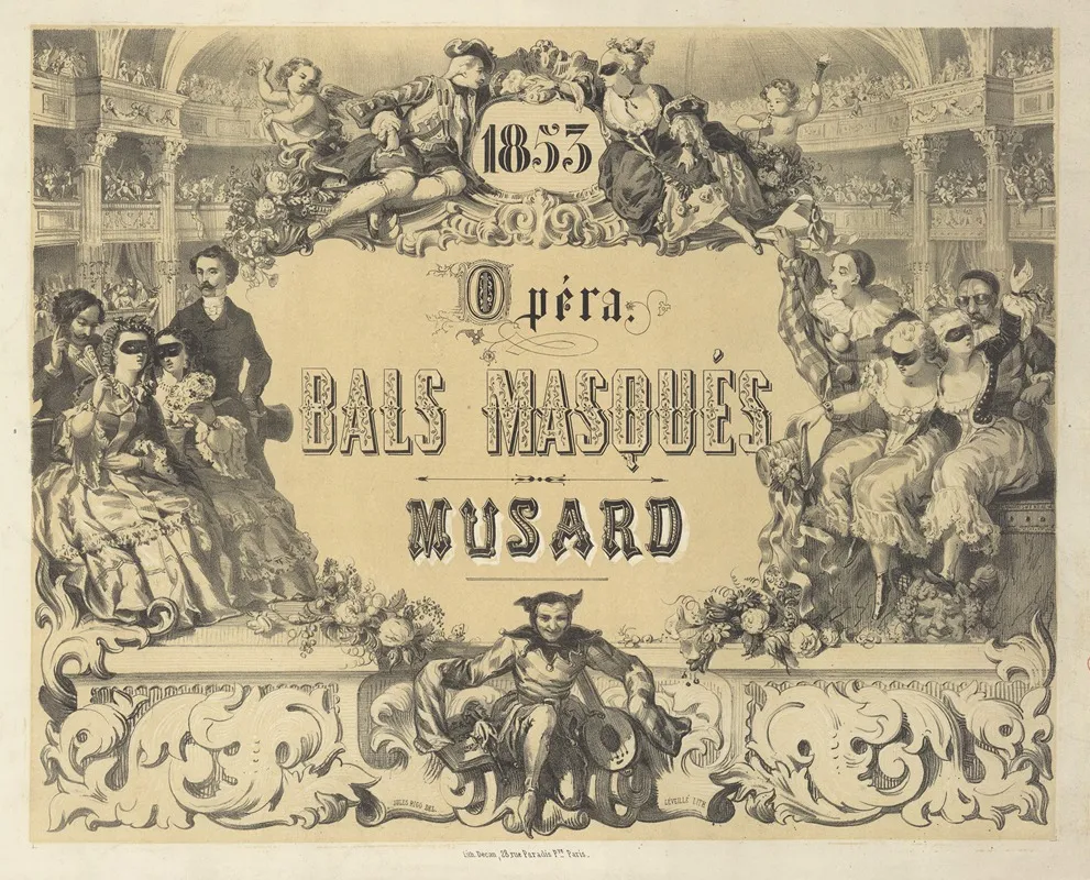 1853 Opera Bals Masques Musard Wall Art by J.B. Léveillé - High-Resolution Digital Print