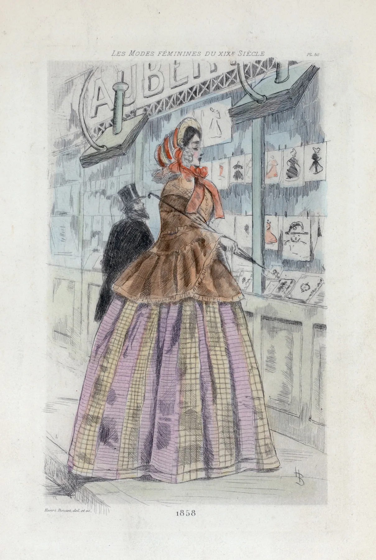 1858 Womens Fashion In Nineteenth Century Paris Wall Art by Henri Boutet - High-Resolution Digital Print