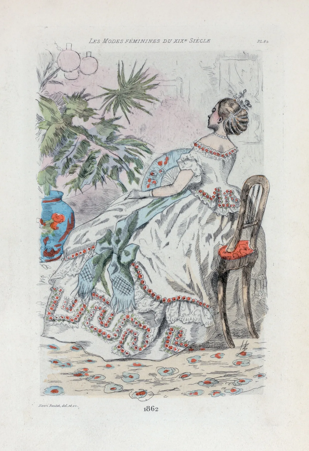 1862 Womens Fashion In Nineteenth Century Paris Wall Art by Henri Boutet - High-Resolution Digital Print