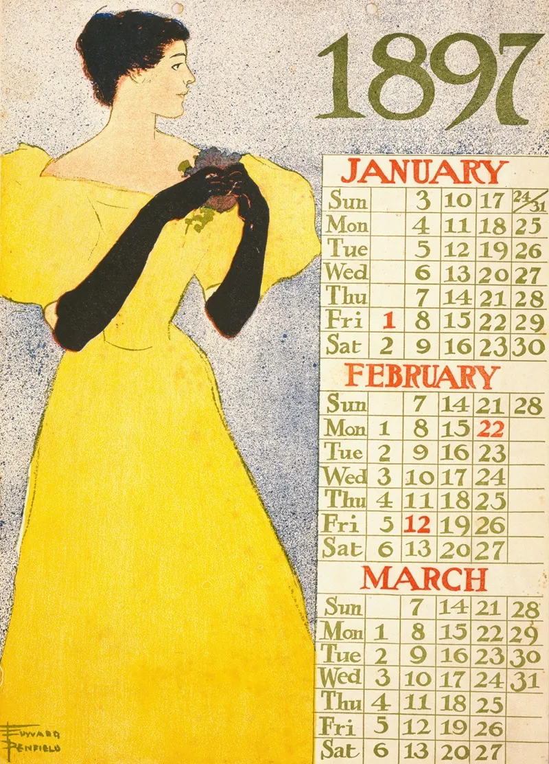 1897 January February March Wall Art by Edward Penfield - High-Resolution Digital Print