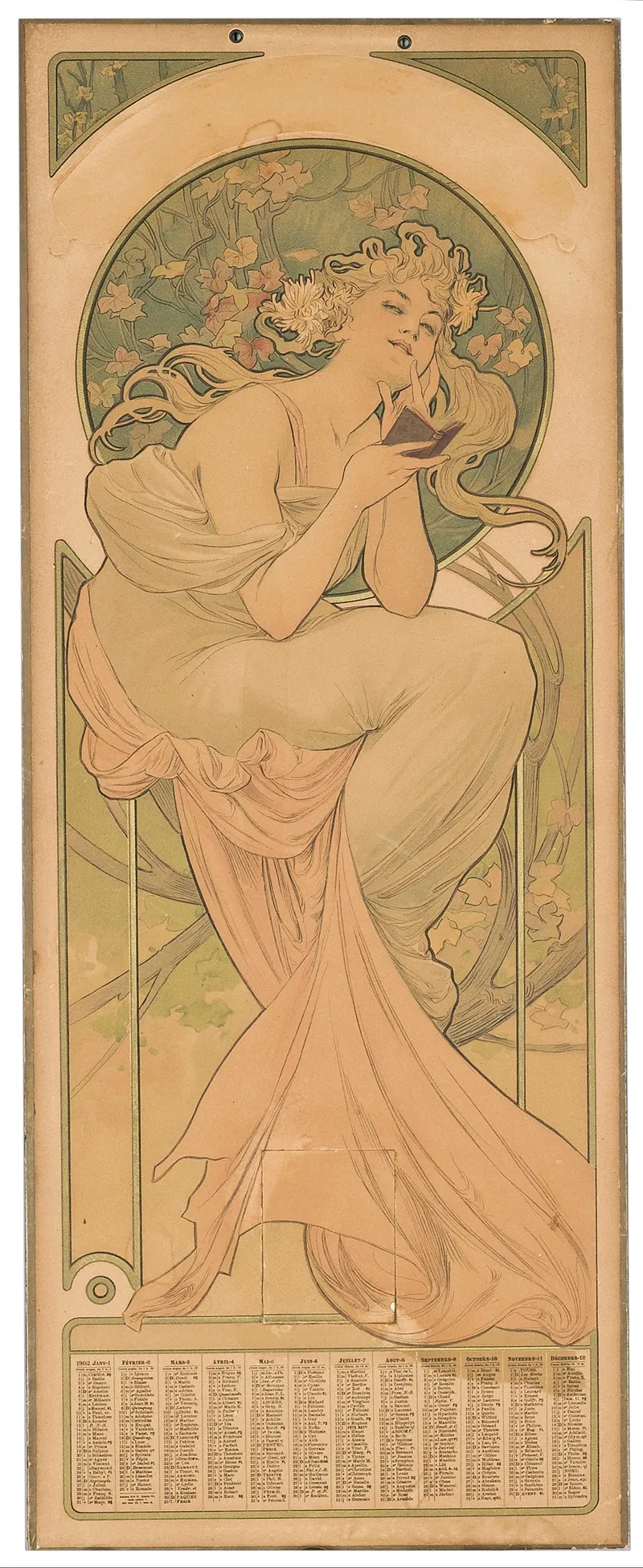 1902 Calendar Wall Art by Alphonse Mucha - High-Resolution Digital Print