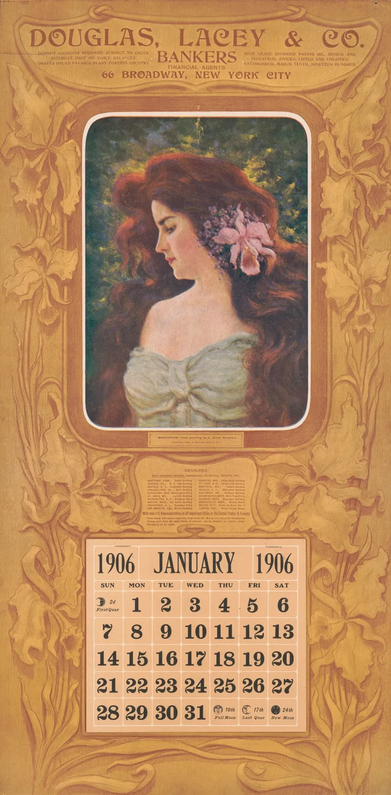 1906 Calendar From Douglas Lacey Co Wall Art by J. Elmer Salisburg - High-Resolution Digital Print