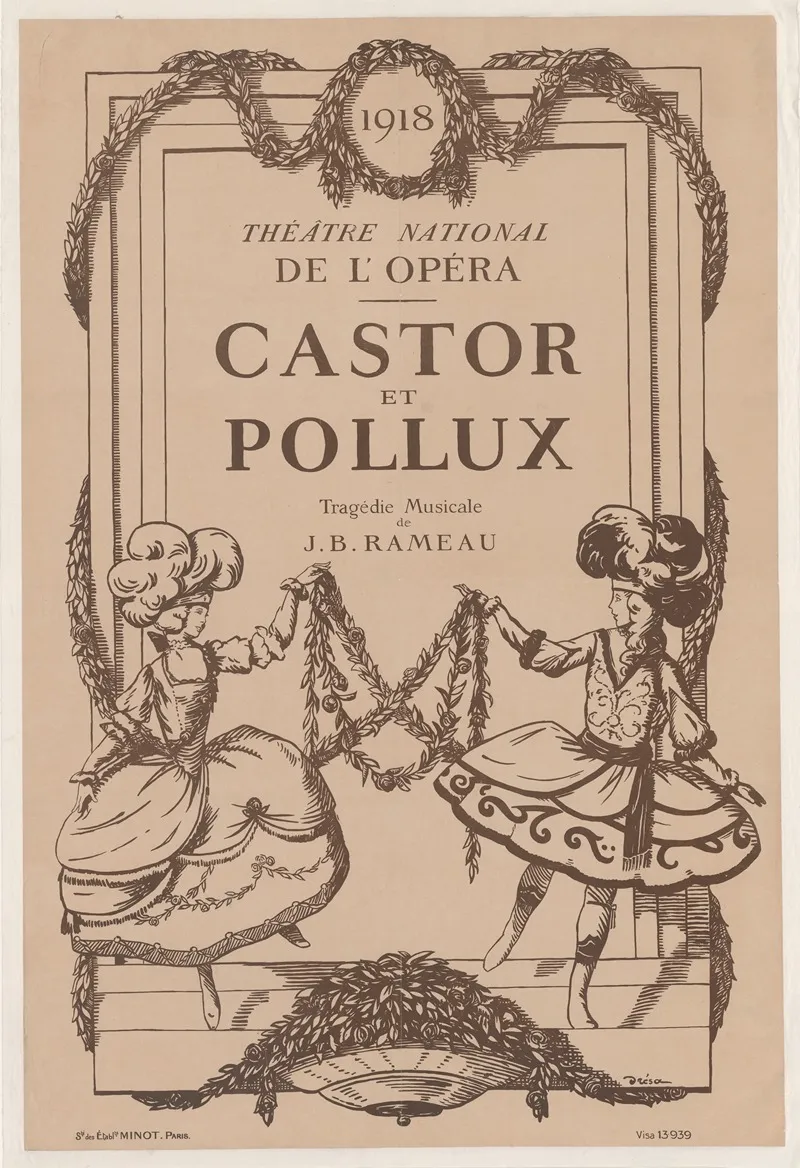 1918 Theatre National De Lopera Castor Et Pollux Wall Art by Jacques Drésa - High-Resolution Digital Print
