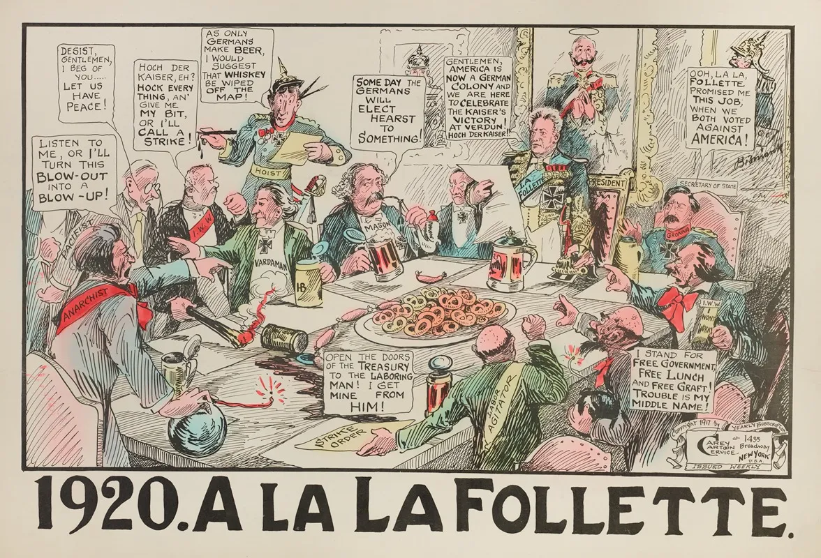1920 A La Lafollette Wall Art by Carey Cartoon Service - High-Resolution Digital Print