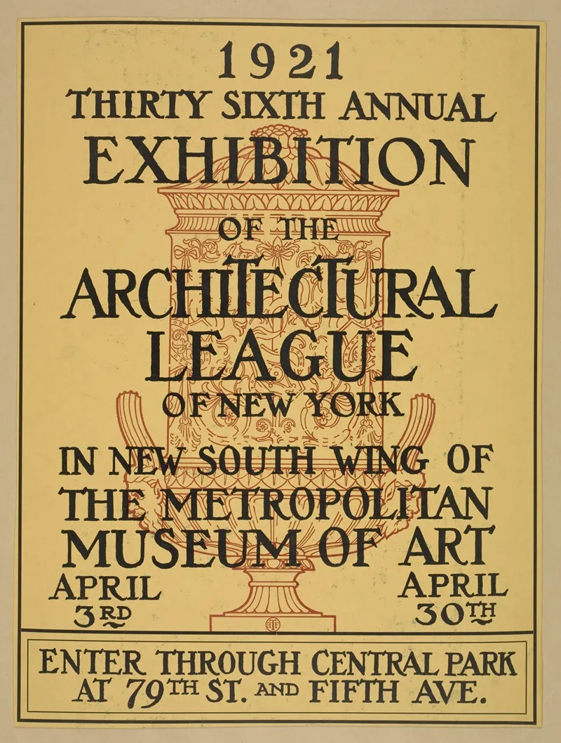 1921 Thirty Sixth Annual Exhibition Of The Architectural League Of New York