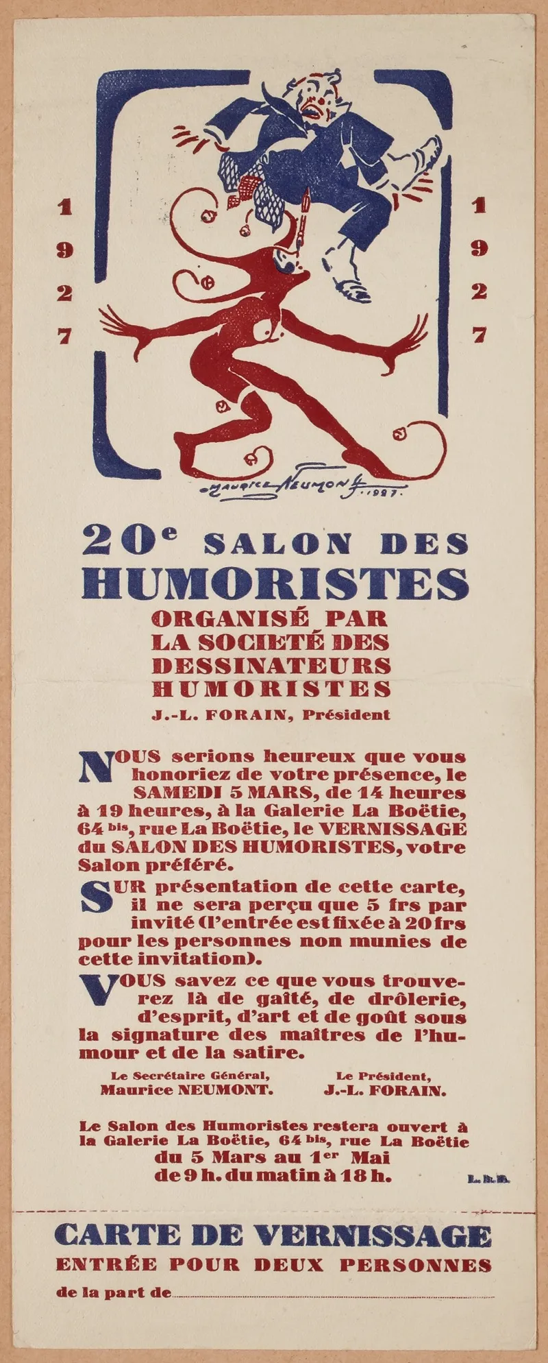 1927 20e Salon Des Humoristes Wall Art by Maurice Louis Henri Neumont - High-Resolution Digital Print