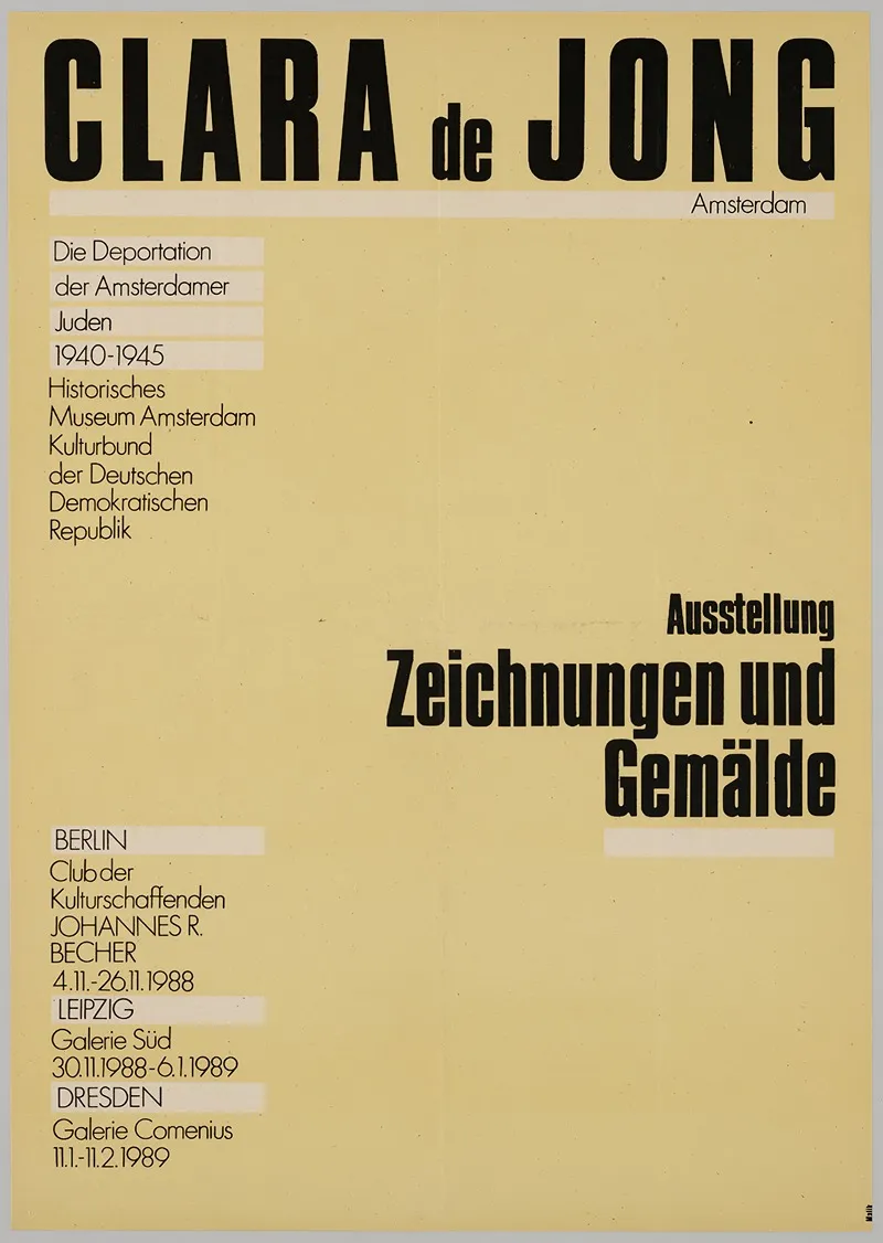 1988 1989 Affiche Voor Tentoonstelling Clara De Jong Wall Art by Malik - High-Resolution Digital Print