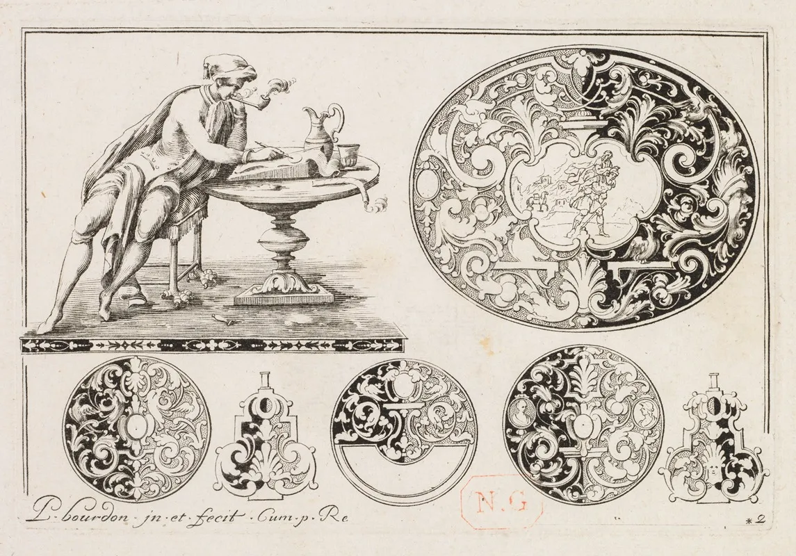 2 From Livre Second Essais De Gravjre Second Book Of Engraved Designs Wall Art by Pierre Bourdon - High-Resolution Digital Print