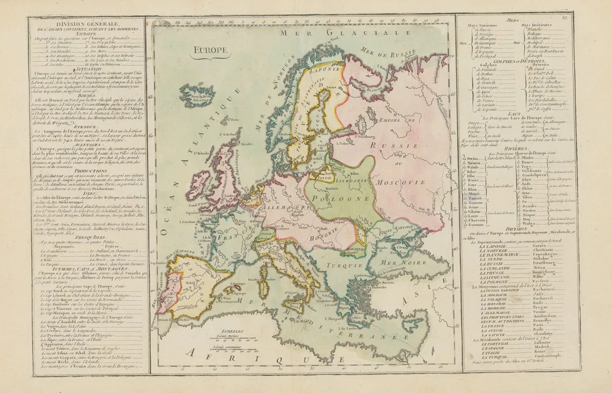25 Division Generale De Lancien Continent Suivant Les Modernes Europe Wall Art by Claude Buy de Mornas - High-Resolution Digital Print