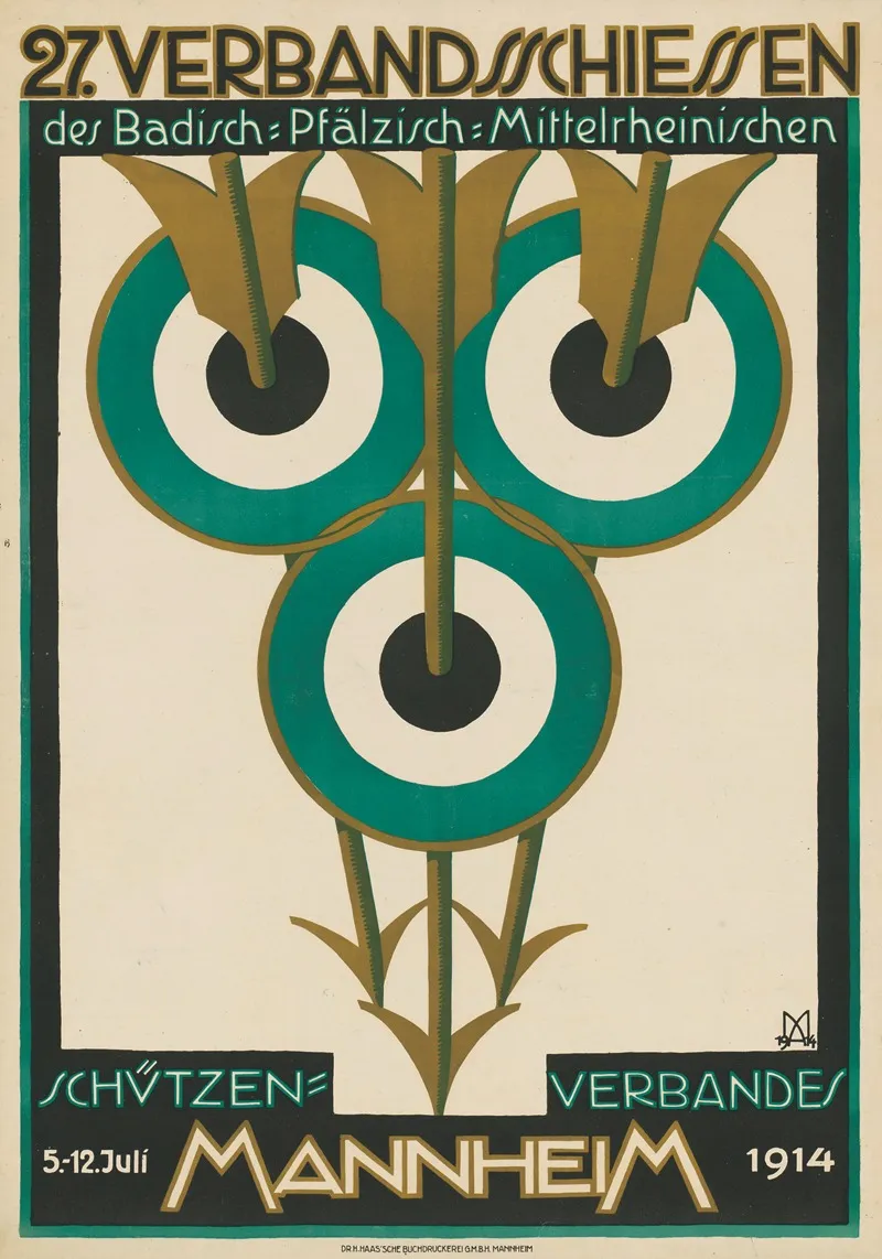 27 Verbandsschiesen Des Badisch Pfalzisch Mittelrheinischen Schutzenverbandes Mannheim 1914 Wall Art by Haas’sche Buchdruckerei GmbH - High-Resolution Digital Print