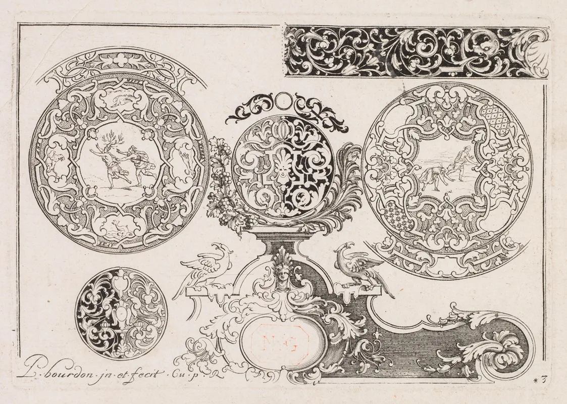 3 From Livre Second Essais De Gravjre Second Book Of Engraved Designs Wall Art by Pierre Bourdon - High-Resolution Digital Print