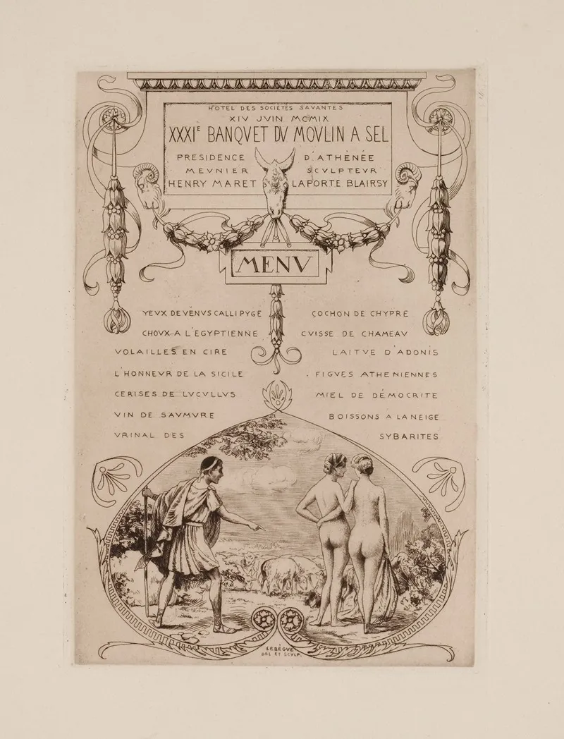 31e Diner Du Moulin A Sel Le 14 Juin 1909 Sous La Presidence De Meunier Henry Maret