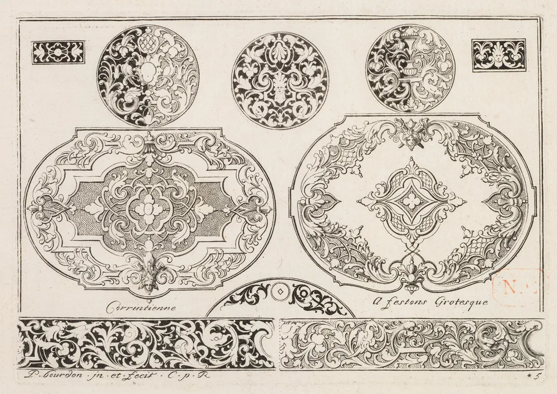 4 From Livre Second Essais De Gravjre Second Book Of Engraved Designs Wall Art by Pierre Bourdon - High-Resolution Digital Print