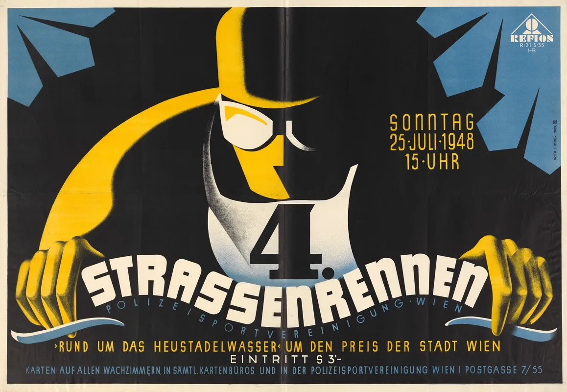 4 Strasenrennen Der Polizeisportvereinigung Wien Rund Um Das Heustadelwasser 25 Juli 1948 Wall Art by J. Weiner - High-Resolution Digital Print