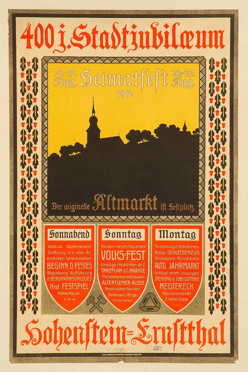 400 Jahre Stadtjubilaeum 20 22 Aug 1910 Heimatfest Hohenstein Ernstthal Wall Art by Anonymous - High-Resolution Digital Print
