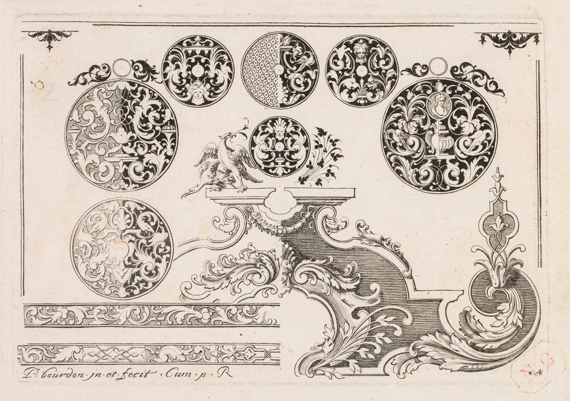5 From Livre Second Essais De Gravjre Second Book Of Engraved Designs Wall Art by Pierre Bourdon - High-Resolution Digital Print