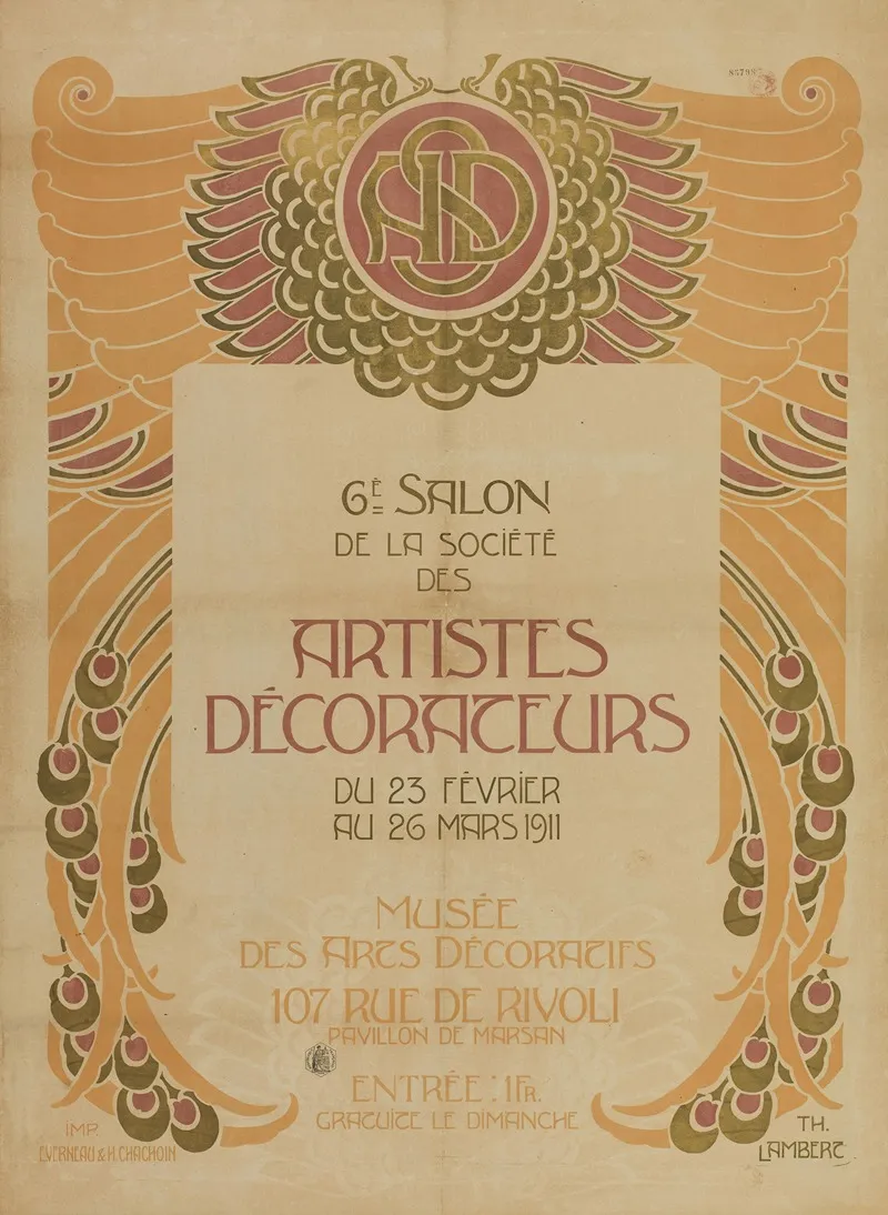 6e Salon De La Societe Des Artistes Decorateurs Du 23 Fevrier Au 26 Mars 1911 Wall Art by Imp. H. Chachoin - High-Resolution Digital Print