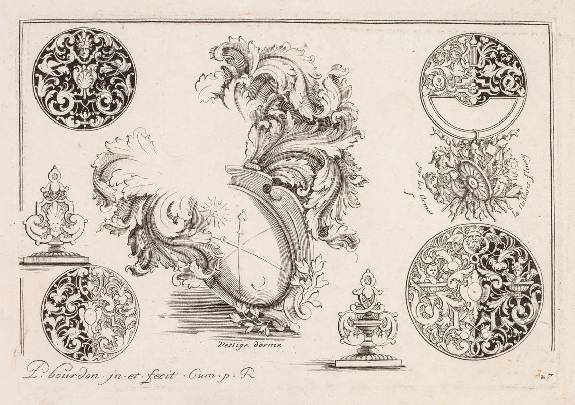 7 From Livre Second Essais De Gravjre Second Book Of Engraved Designs Wall Art by Pierre Bourdon - High-Resolution Digital Print
