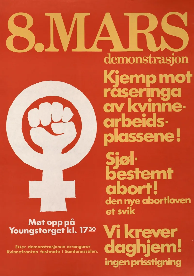8 Mars Demonstrasjon Kjemp Mot Raseringa Av Kvinnearbeidsplassene Wall Art by Kvinnefronten (The Women's Front) - High-Resolution Digital Print