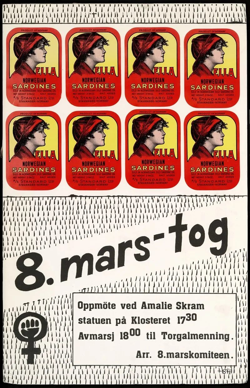 8 Mars Tog Norwegian Sardines Wall Art by Kvinnefronten (The Women's Front) - High-Resolution Digital Print