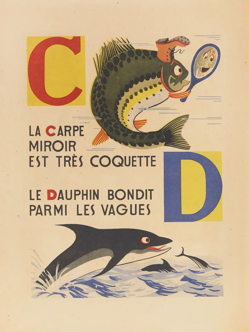 A B C Alphabet Des Petits Poissons Et Des Gros Pl 04 Wall Art by Maurice Lorrain - High-Resolution Digital Print