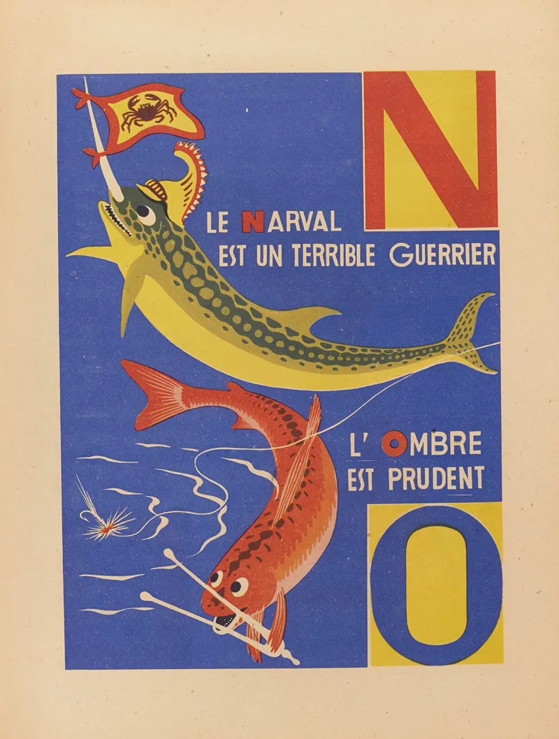 A B C Alphabet Des Petits Poissons Et Des Gros Pl 09 Wall Art by Maurice Lorrain - High-Resolution Digital Print