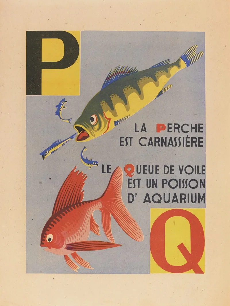 A B C Alphabet Des Petits Poissons Et Des Gros Pl 10 Wall Art by Maurice Lorrain - High-Resolution Digital Print