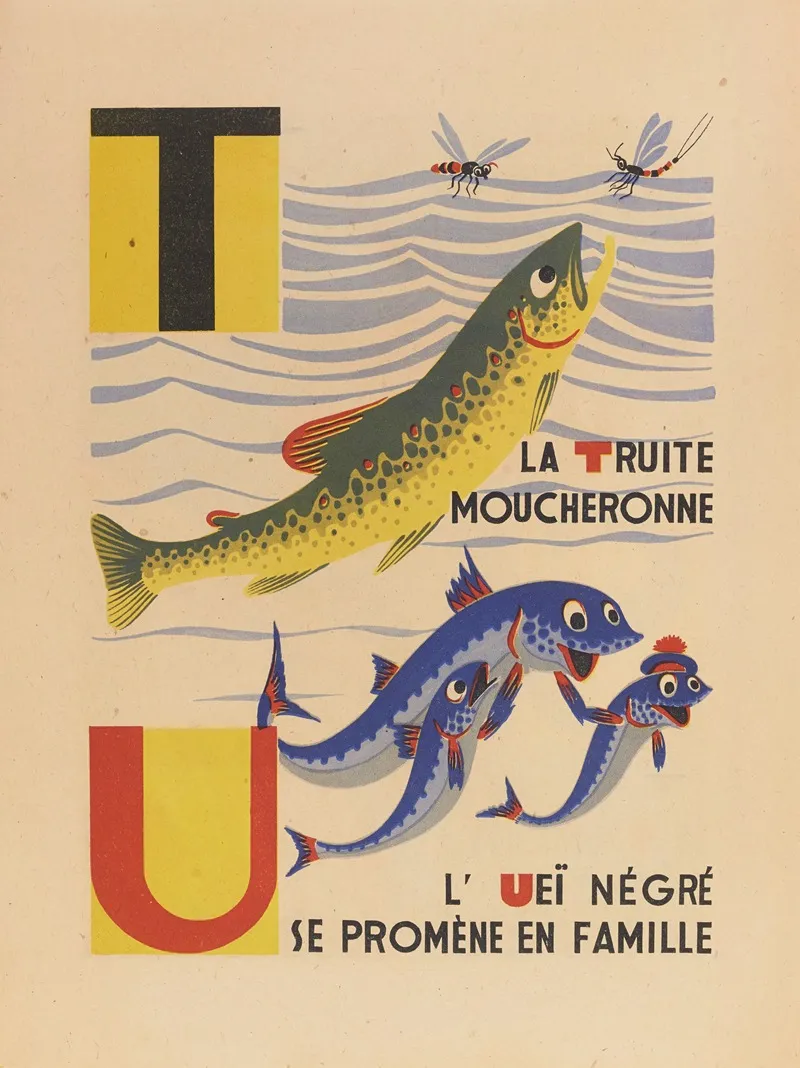 A B C Alphabet Des Petits Poissons Et Des Gros Pl 12 Wall Art by Maurice Lorrain - High-Resolution Digital Print