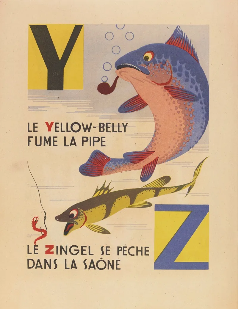 A B C Alphabet Des Petits Poissons Et Des Gros Pl 14 Wall Art by Maurice Lorrain - High-Resolution Digital Print