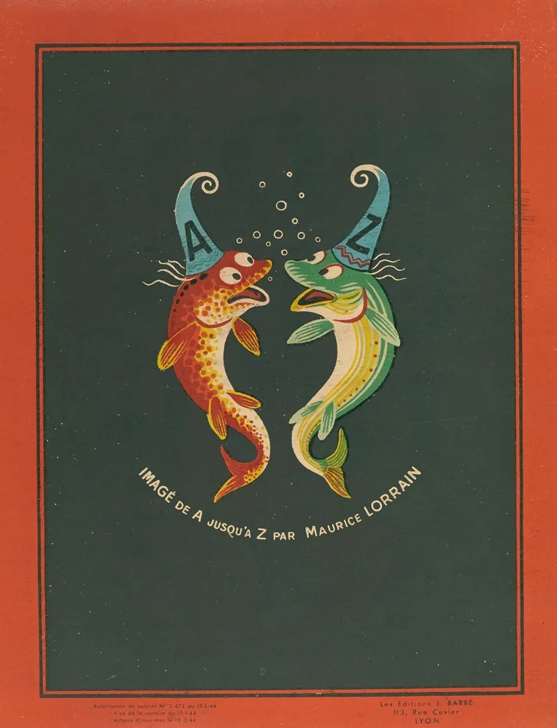 A B C Alphabet Des Petits Poissons Et Des Gros Pl 16 Wall Art by Maurice Lorrain - High-Resolution Digital Print