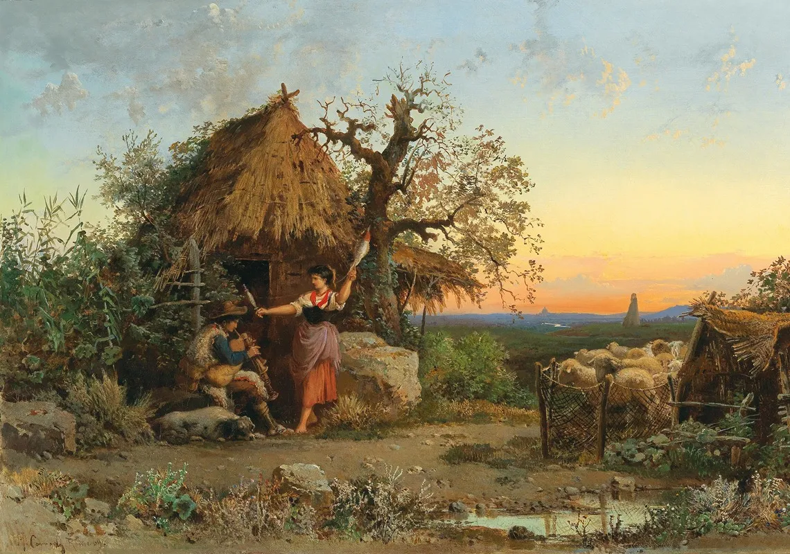 A Backpipe Playing Shepherd In The Background Rome