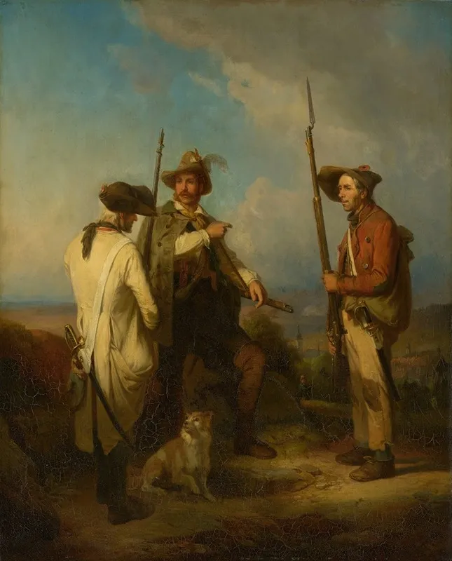 A Baden Irregular With His Two Orderlies