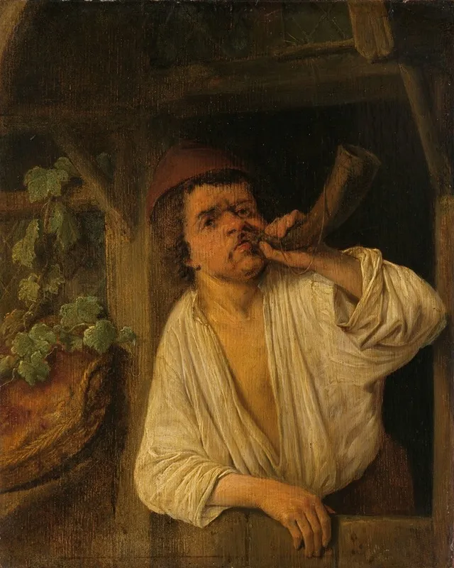A Baker Sounding His Horn Wall Art by Adriaen van Ostade - High-Resolution Digital Print