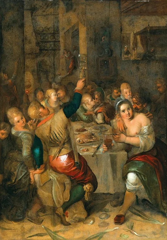 A Banquet Scene 2 Wall Art by Hieronymus Francken II - High-Resolution Digital Print