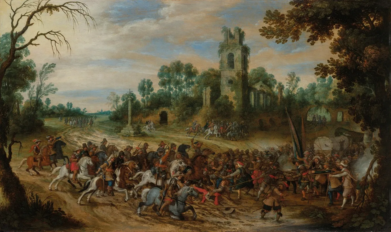A Battle Before Some Ruins Wall Art by Sebastiaen Vrancx - High-Resolution Digital Print