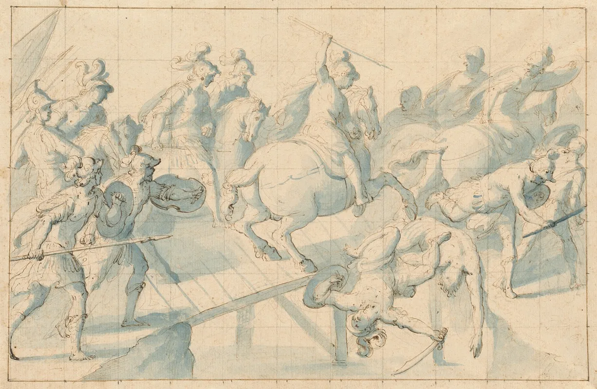A Battle On A Bridge Wall Art by Giovanni Balducci - High-Resolution Digital Print