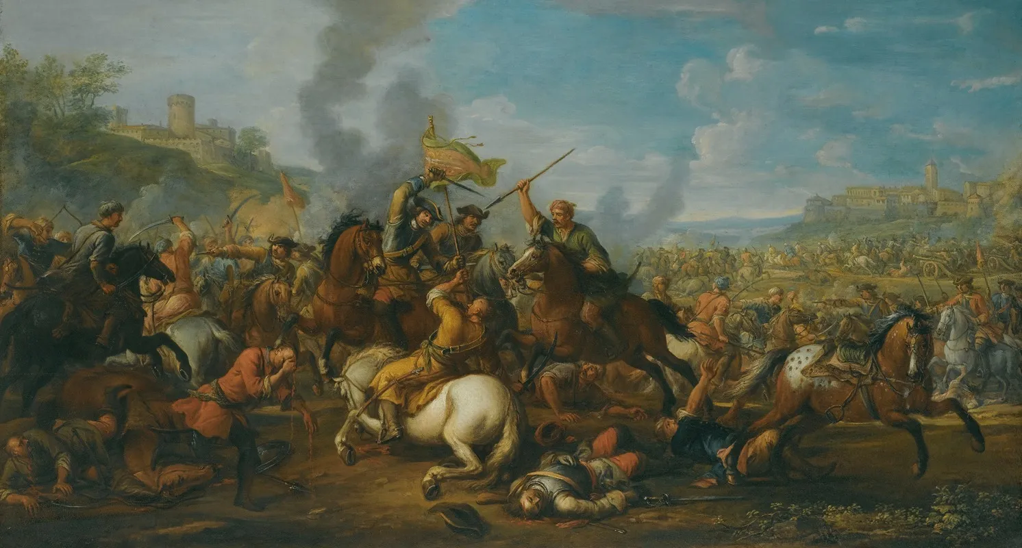 A Battle Scene Between Christians And Turks Wall Art by Christian Reder - High-Resolution Digital Print