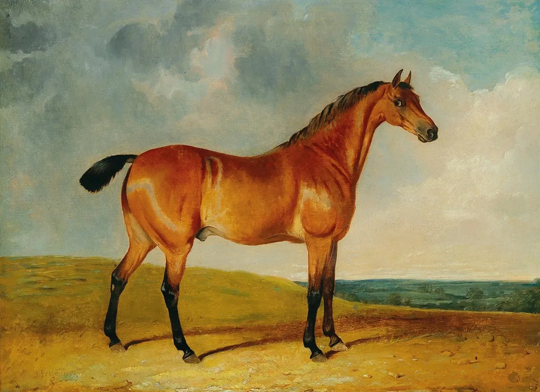 A Bay Horse In A Vast Landscape Wall Art by John Frederick Herring Jr. - High-Resolution Digital Print