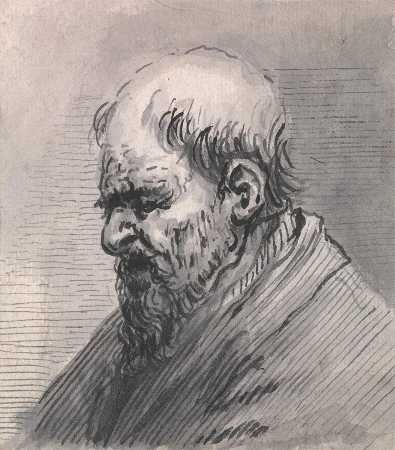 A Bearded Man Looking Down Wall Art by Francis Le Piper - High-Resolution Digital Print
