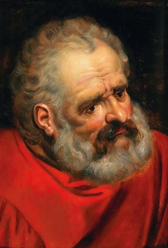 A Bearded Old Man In A Red Cloak Wall Art by Frans Floris - High-Resolution Digital Print