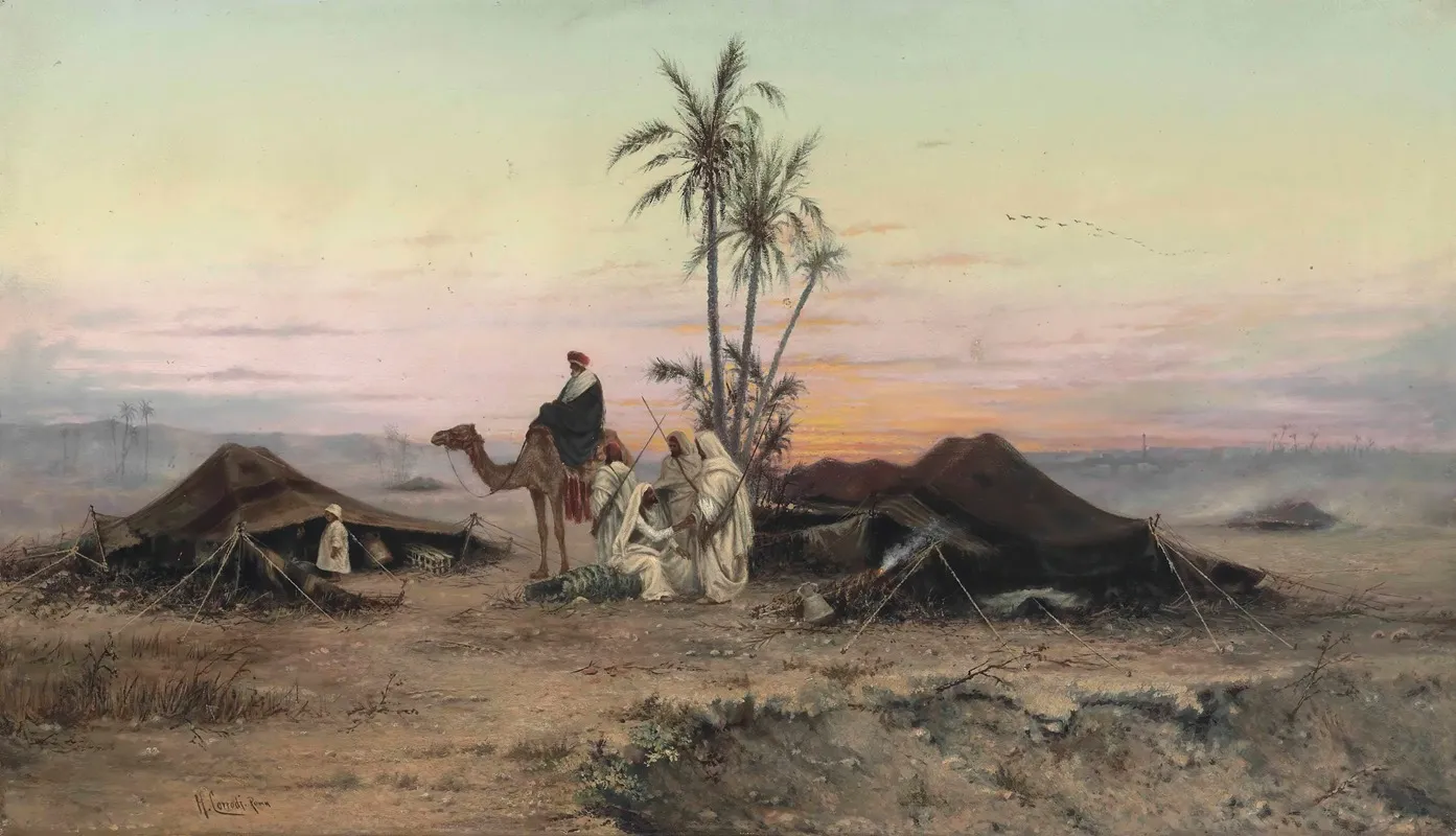 A Bedouin Camp At Dusk