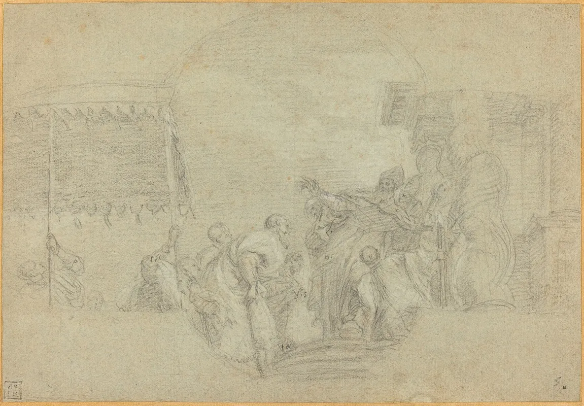 A Bishop Blessing A King Wall Art by Sebastiano Conca - High-Resolution Digital Print